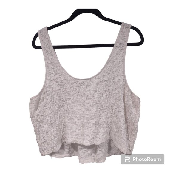Women's White Crinkle Cropped Tank Size XXL - Picture 2 of 7